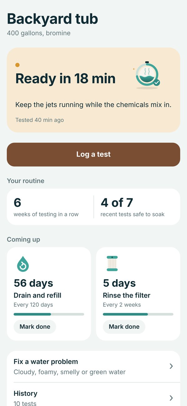 Home screen counting down until it is safe to soak